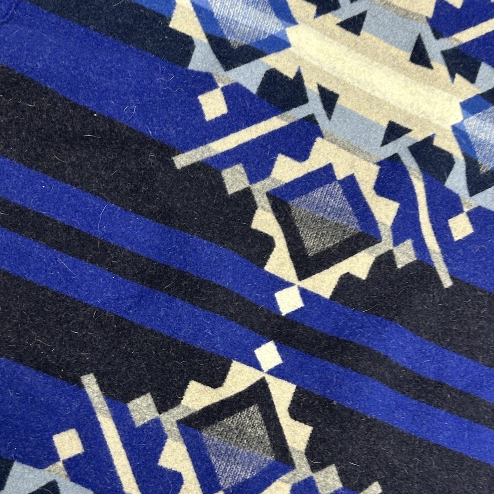 Pendleton Wool Blanket Unisex OS Blue Reversible Geometric Southwestern USA B3 - Picture 3 of 8